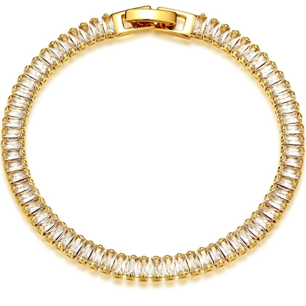NWT MEVECCO 14K Gold Plated CZ Tennis Bracelet Dainty Preppy Minimalist